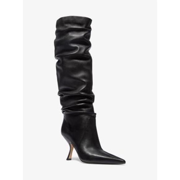 MICHAEL Michael Kors Over Knee Luna Leather Boots Point Toe Black Size 6M NWB - Picture 2 of 11